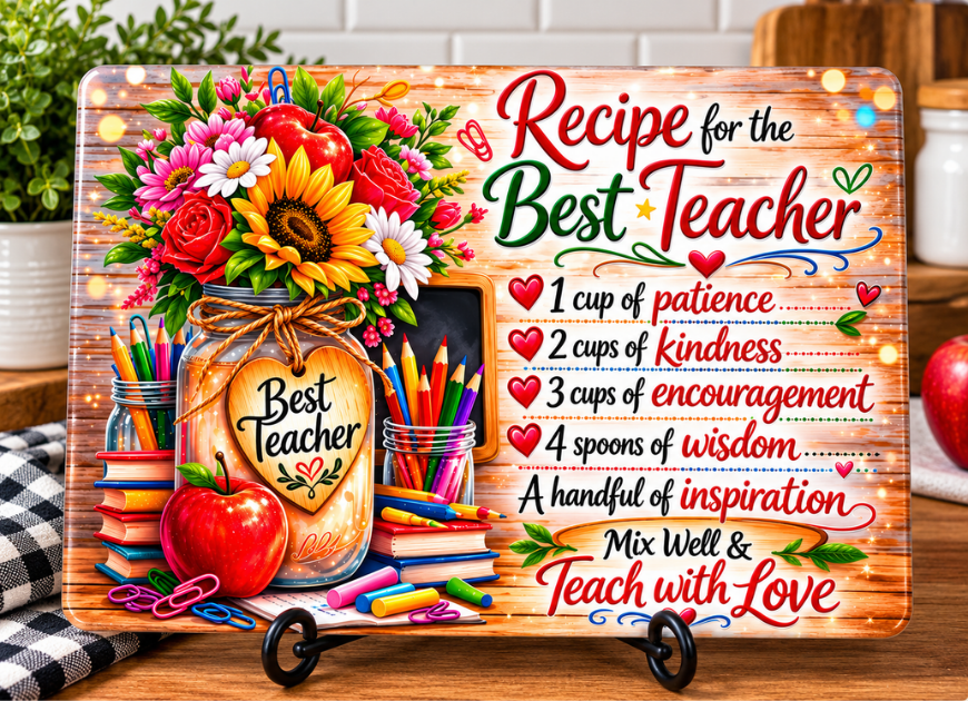 Teacher Recipe Cutting Board