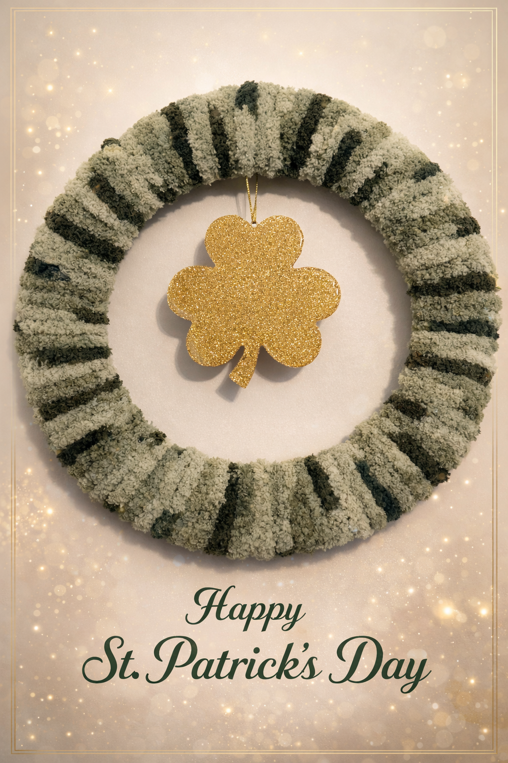 St Pattys gold clover 14 inch wreath