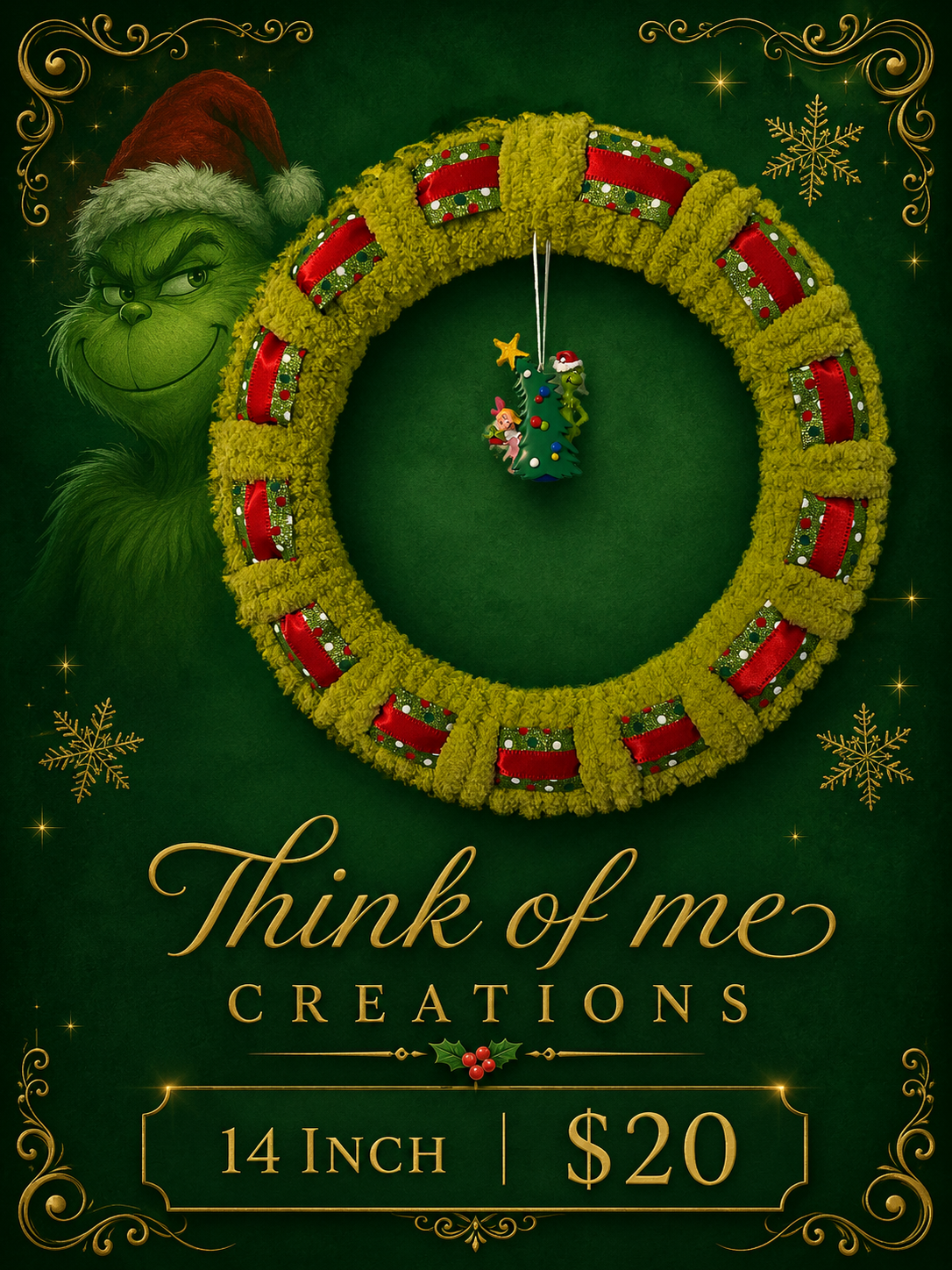14 inch Grinch tree wreath