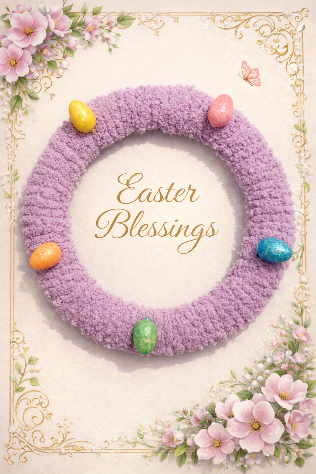 Easter purple egg 12 inch wreath