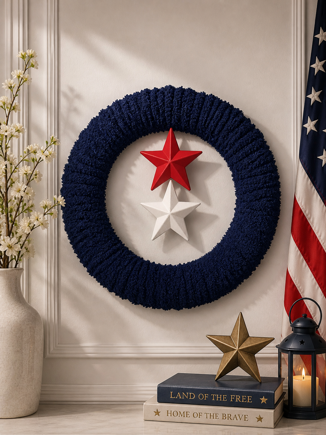 Red white blue 14 inch wreath 2