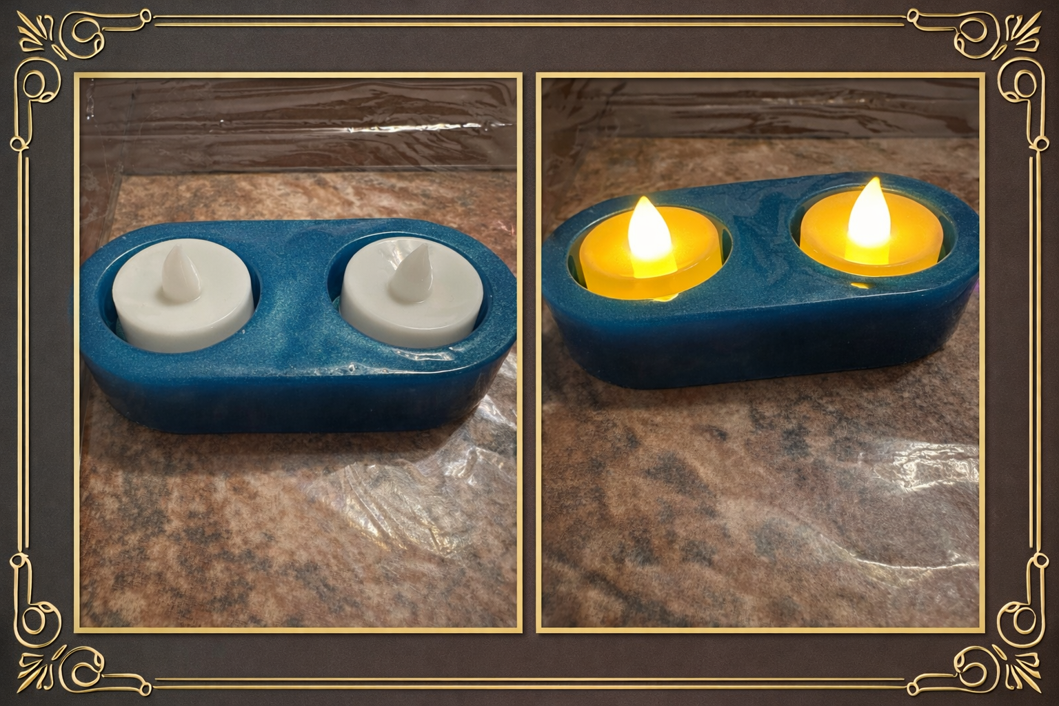 Resin Double tea light holder