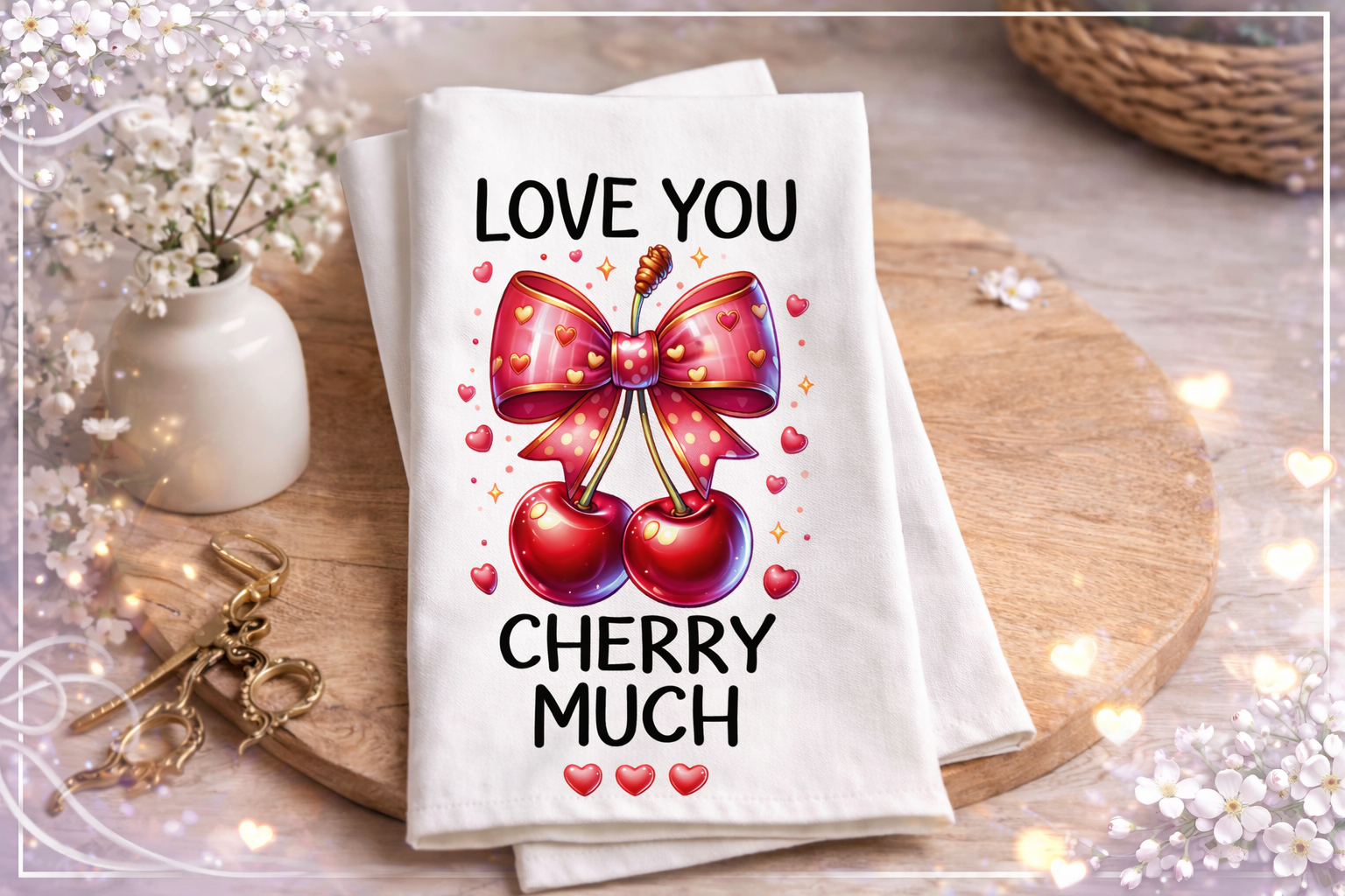 Cherry Much tea Towel