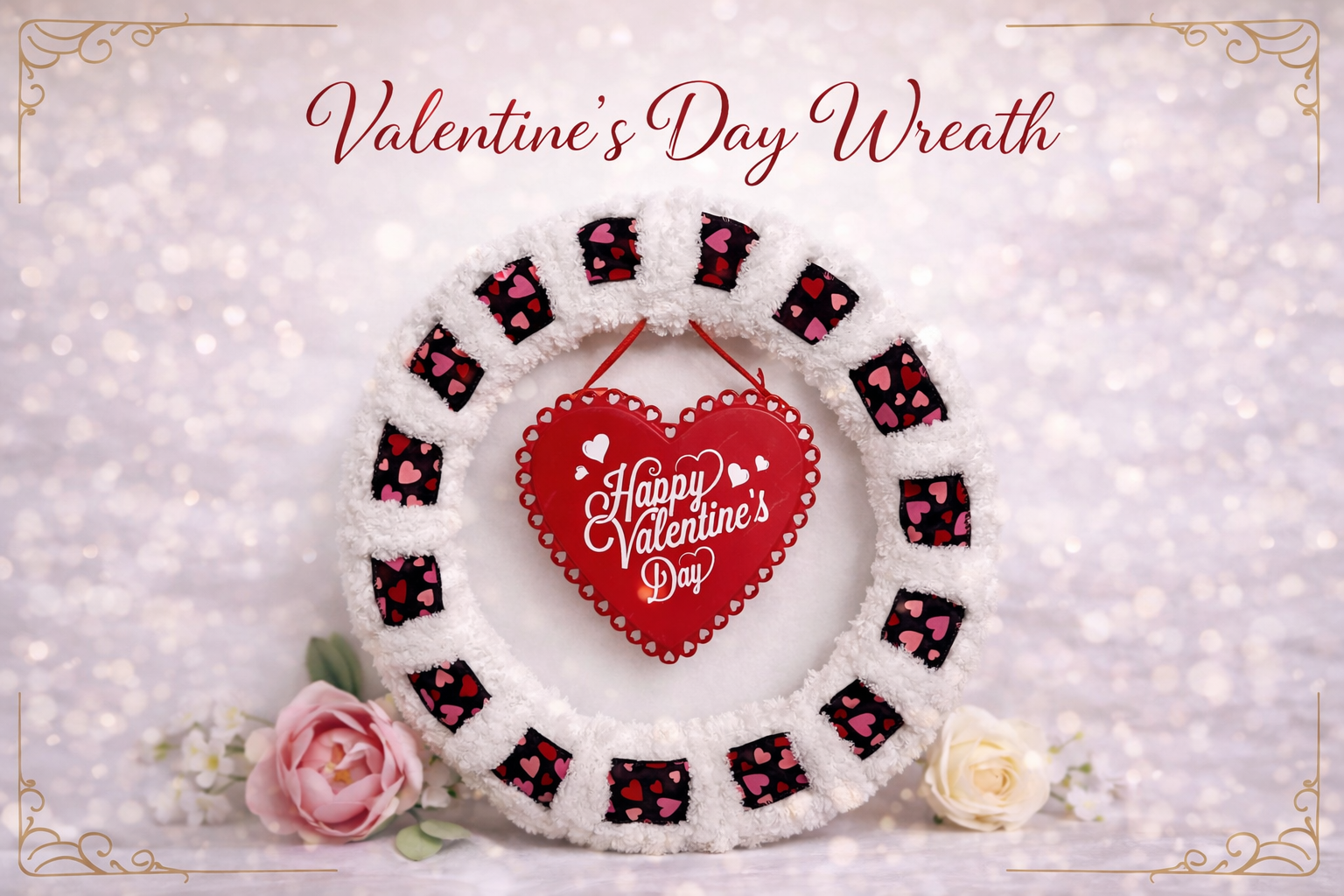 Valentine white 14 inch wreath