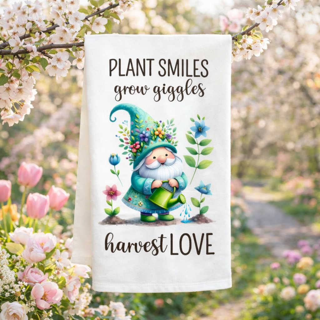 Spring Gnome Tea Towel