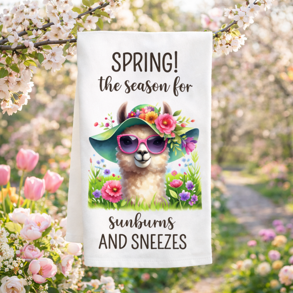 Spring Llama Tea Towel