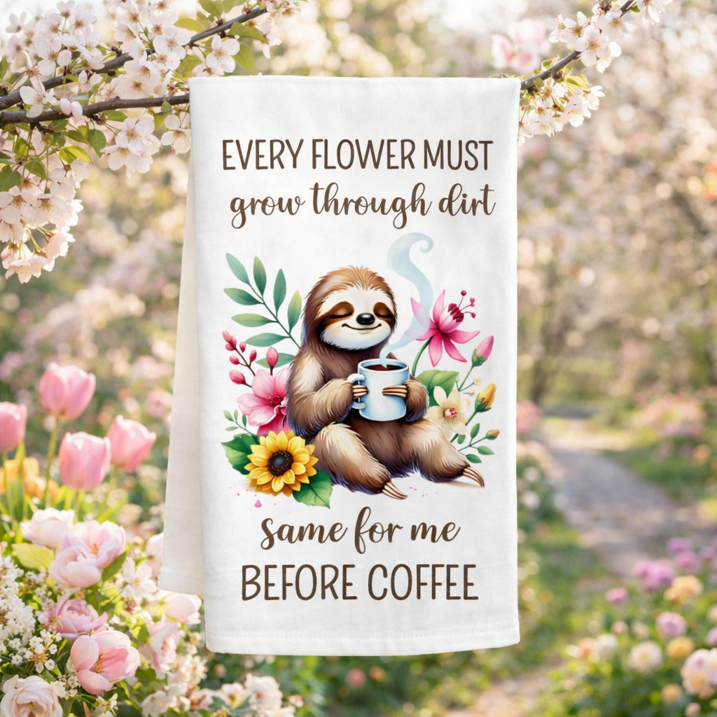 Spring Sloth Coffee Tea Towel
