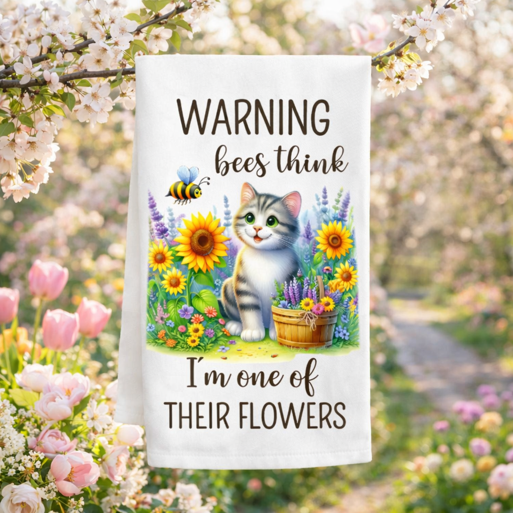 Spring Cat Tea Towel