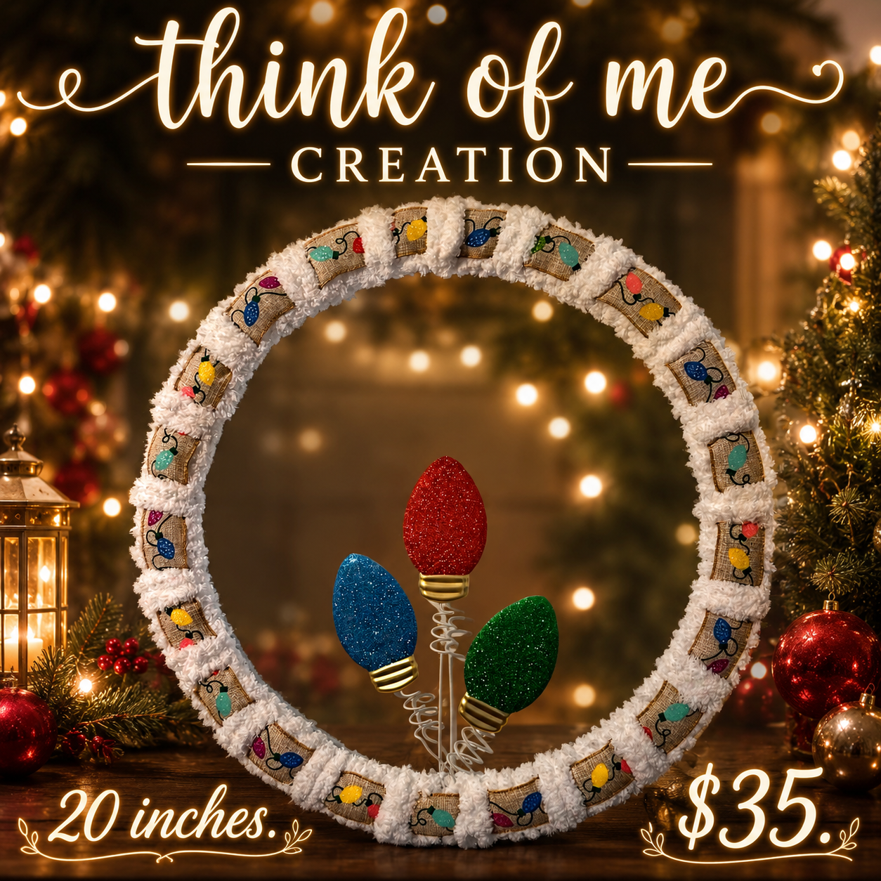 20 inch christmas light wreath