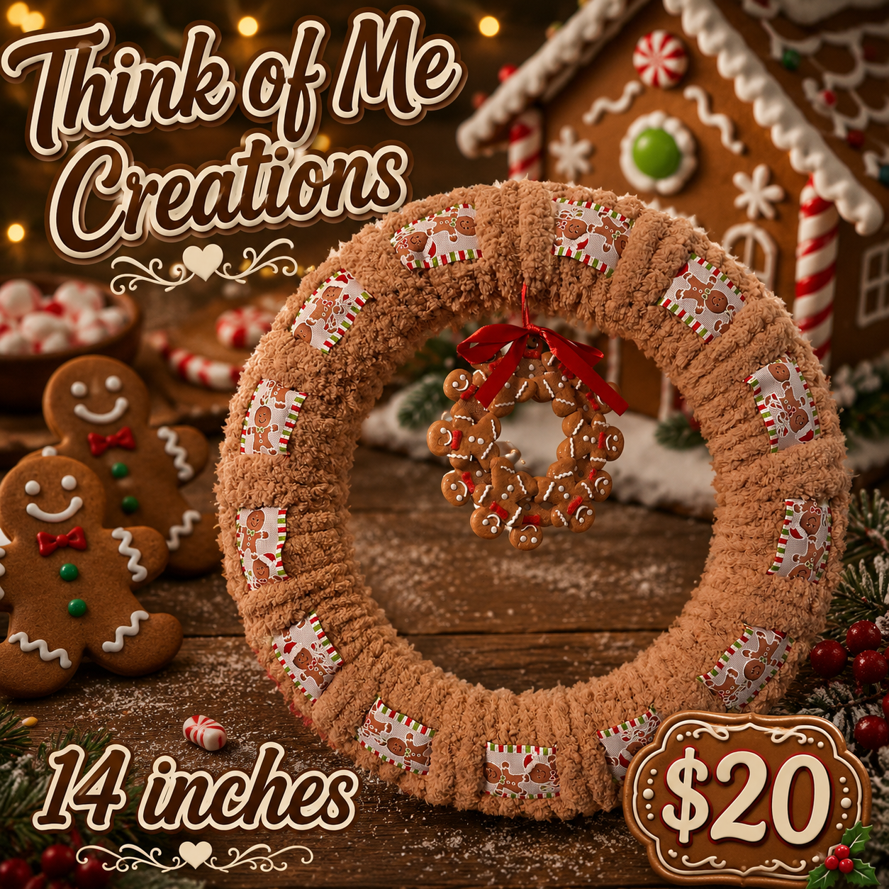 14 inch Gingerbread Wreath