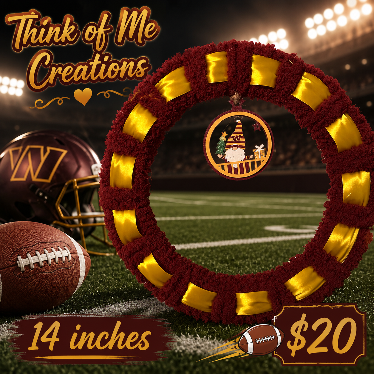 14 inch Washington Commanders Wreath