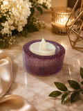 Single tea light holder Purple glitter