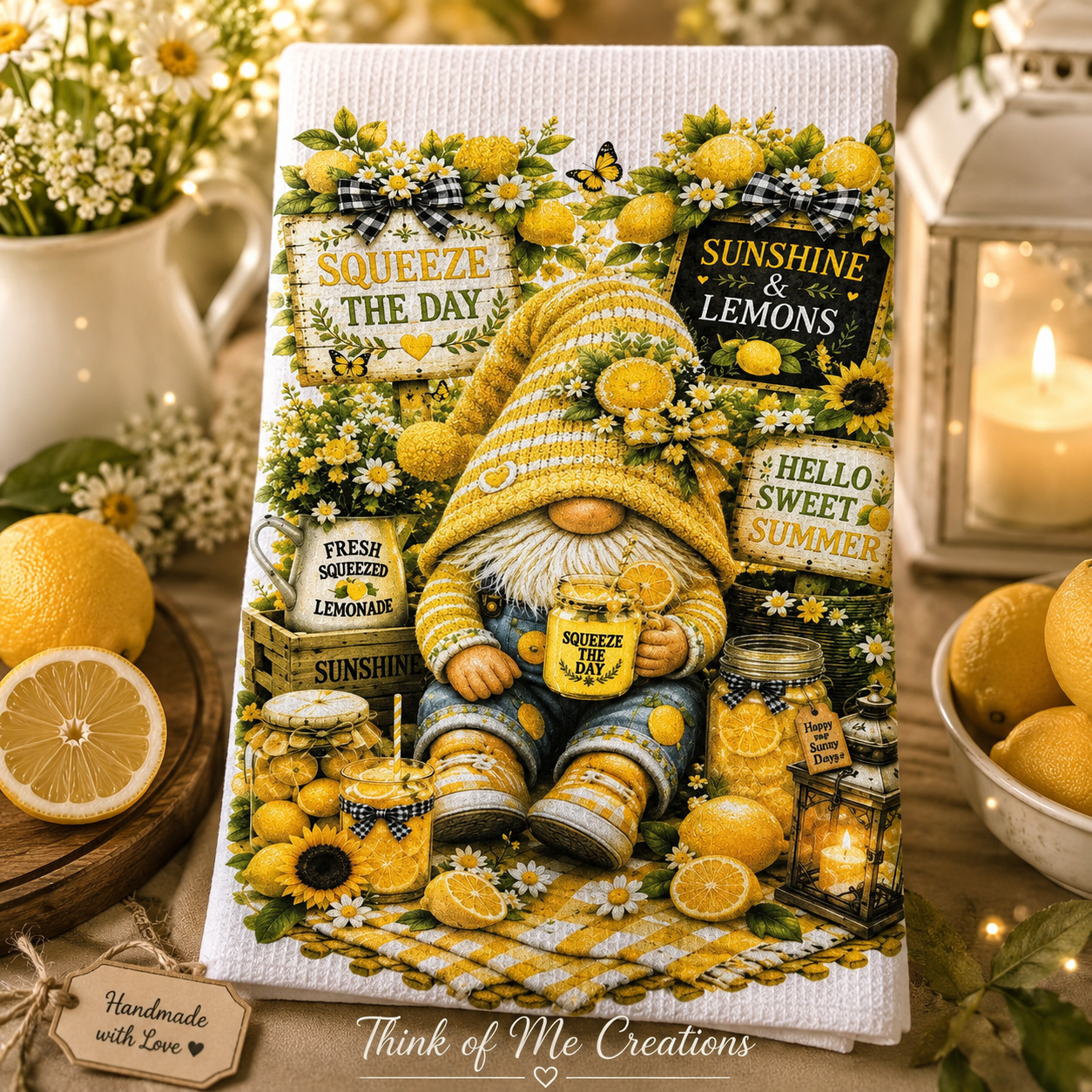 Gnome Lemon Tea Towel