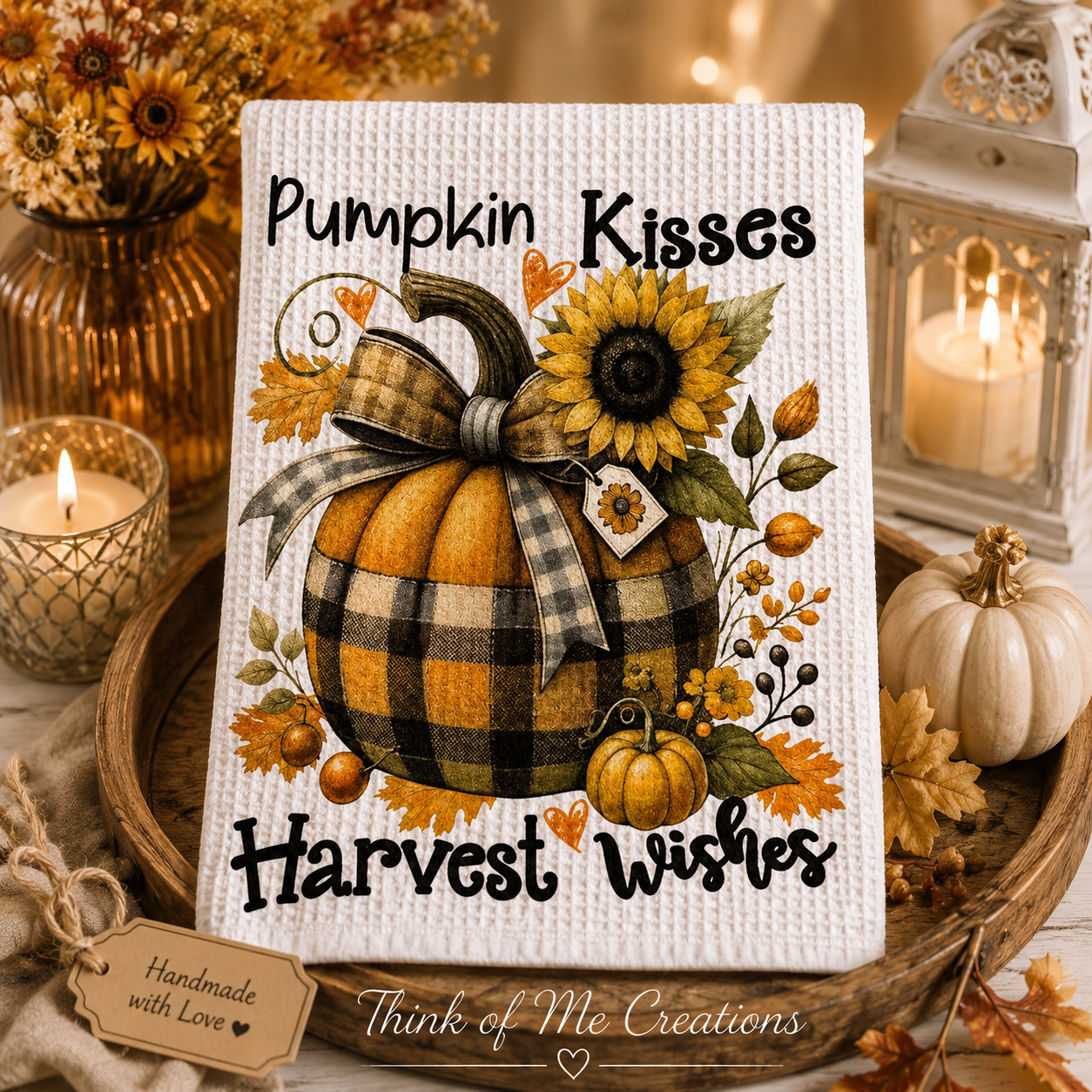 Pumpkin Kisses Tea Towel