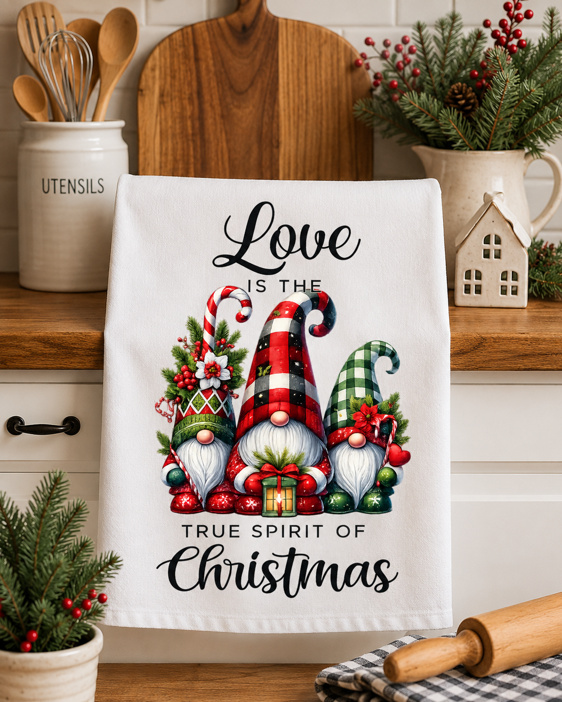 Love is True spirit of Christmas Tea Towel