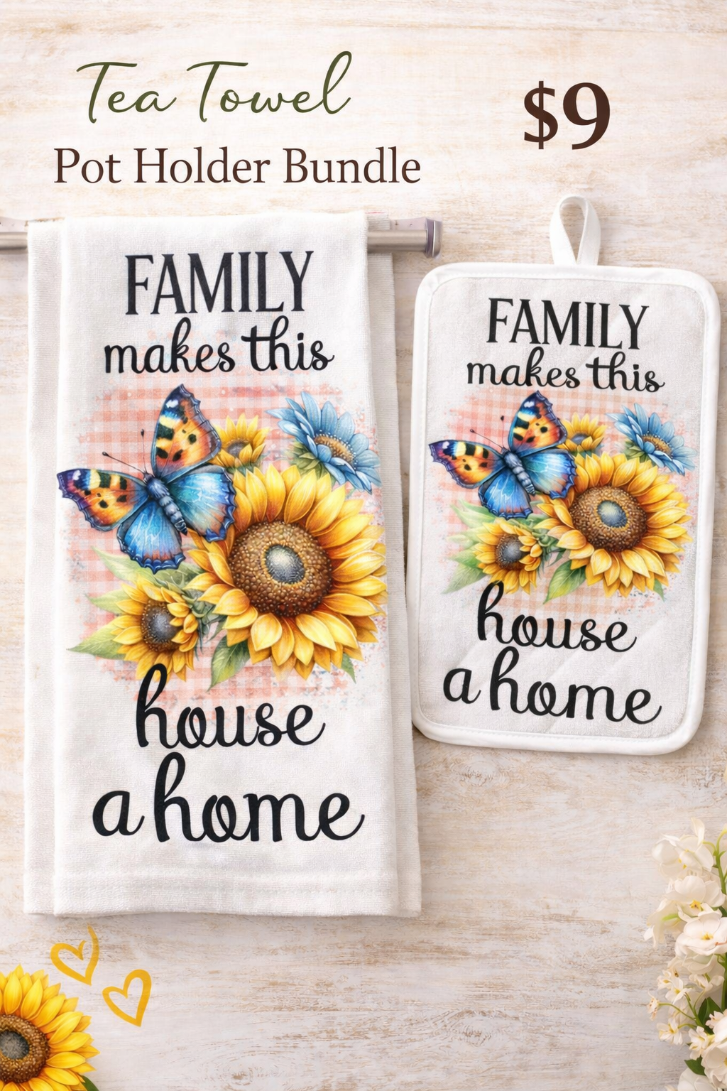 Tea Towel Pot Holder Bundle Family
