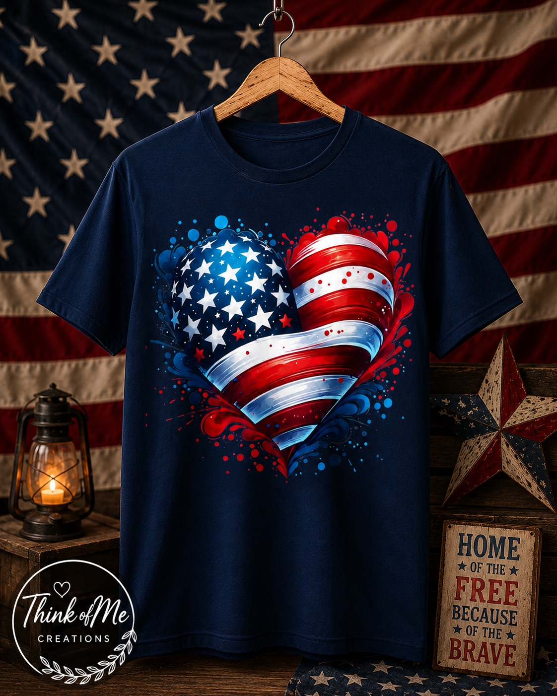 Unisex Heart red white blue