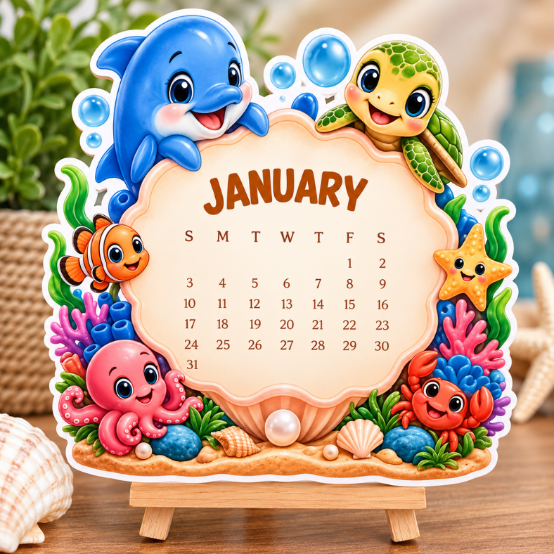 Desk Calendar 2027 under the sea